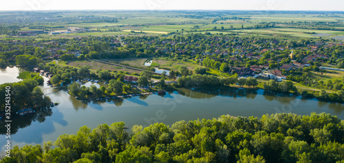 Aerial view of Tiszafured in Hungary.