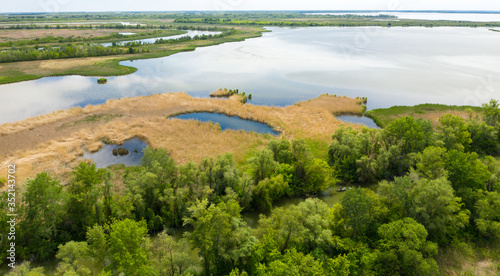 Aerial view of Tisza Lake.