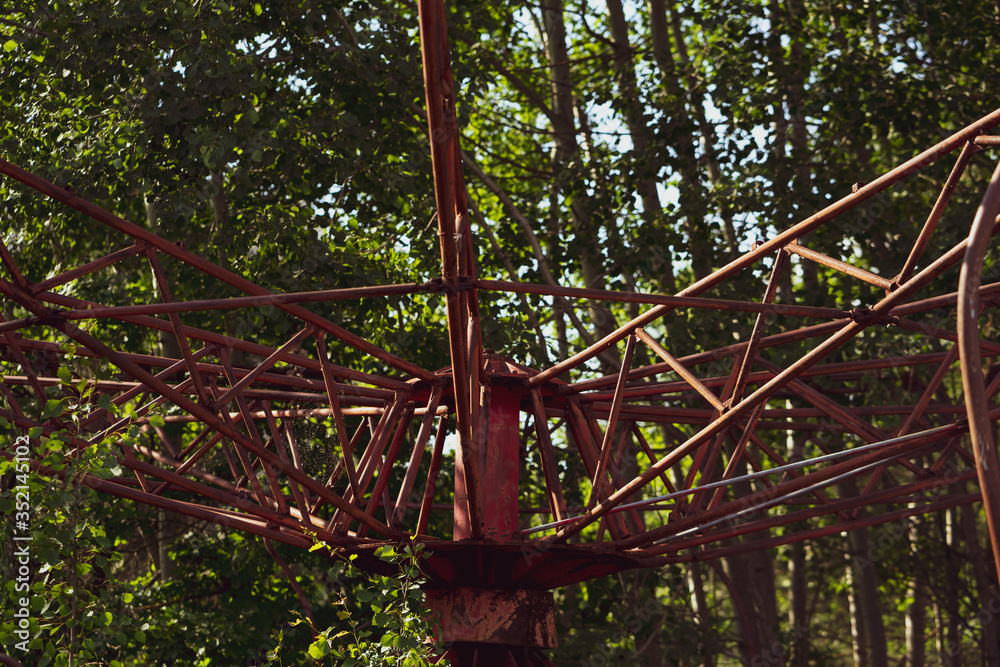 Chernobyl, Ukraine Chernobyl exclusion zone. Ruins of abandoned places. Zone of high radioactivity. Ruins of buildings. Chernobyl, Ukraine Chernobyl exclusion zone. Ruins of abandoned places. Zone of high radioactivity. Ruins of buildings.