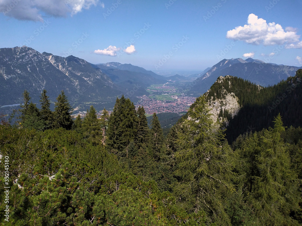 Obraz premium View to Garmisch-Partenkirchen Germany from above