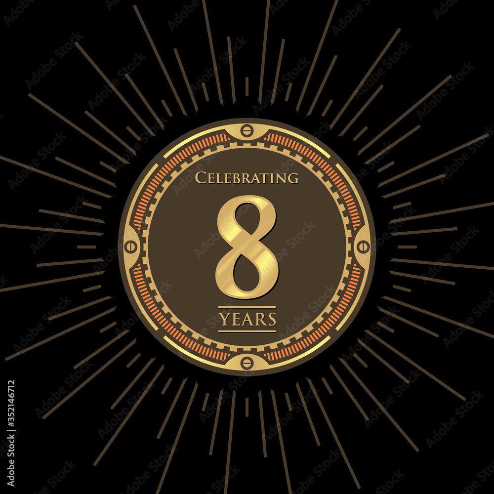 Fototapeta premium Retro 8th anniversary graphic illustration. Celebrating eight years.