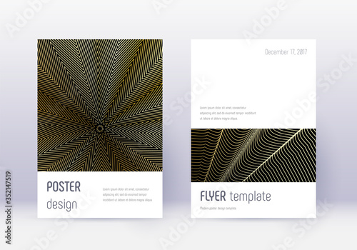 Minimalistic cover design template set. Gold abstr