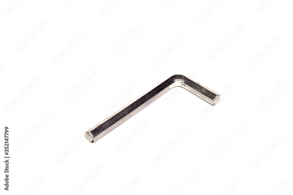 iron screwdriver hexagonal lies sideways on a white background