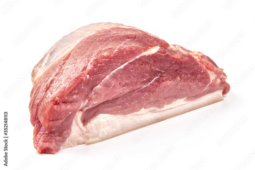 Raw pork ham, fresh meat, isolated on white background Raw pork ham, fresh meat, isolated on white background