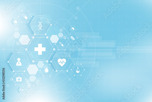 health care and science icon pattern medical innovation concept background vector design.