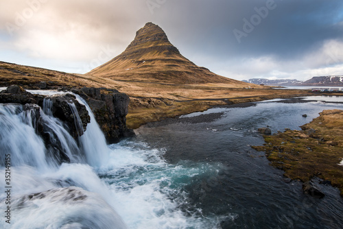 Kirkjufell mountain and the kirkjufellfoss waterfall in Iceland © Michalis Palis