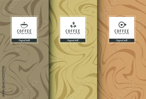 Chocolate bar packaging set. Trendy luxury product branding template with label pattern for packaging. Vector design.