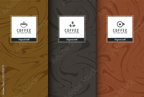Chocolate bar packaging set. Trendy luxury product branding template with label pattern for packaging. Vector design.