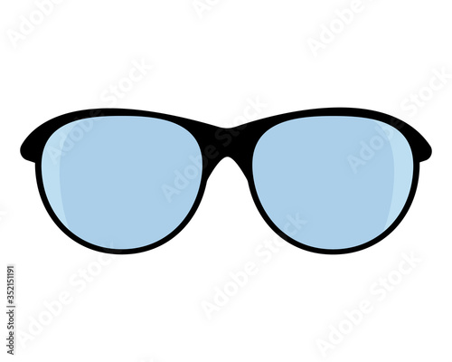 Glasses with blue lenses isolated on a white background. Summer sunglasses