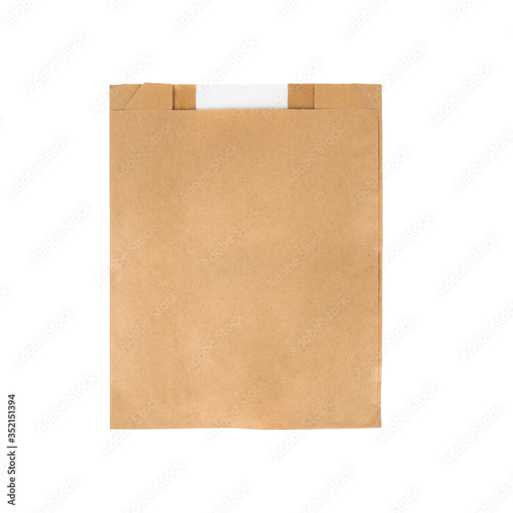 Kraft Paper Single Serve Window Bag. Hygienic bread bag. Recycled paper bag mockup. Paper bag with window. Isolated on white background. Kraft Paper Single Serve Window Bag. Hygienic bread bag. Recycled paper bag mockup. Paper bag with window. Isolated on white background.