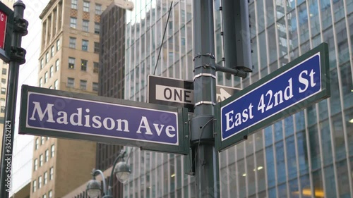 Wallpaper Mural Madison ave and East 42nd Sign In New York City in 4K Slow motion 60fps Torontodigital.ca