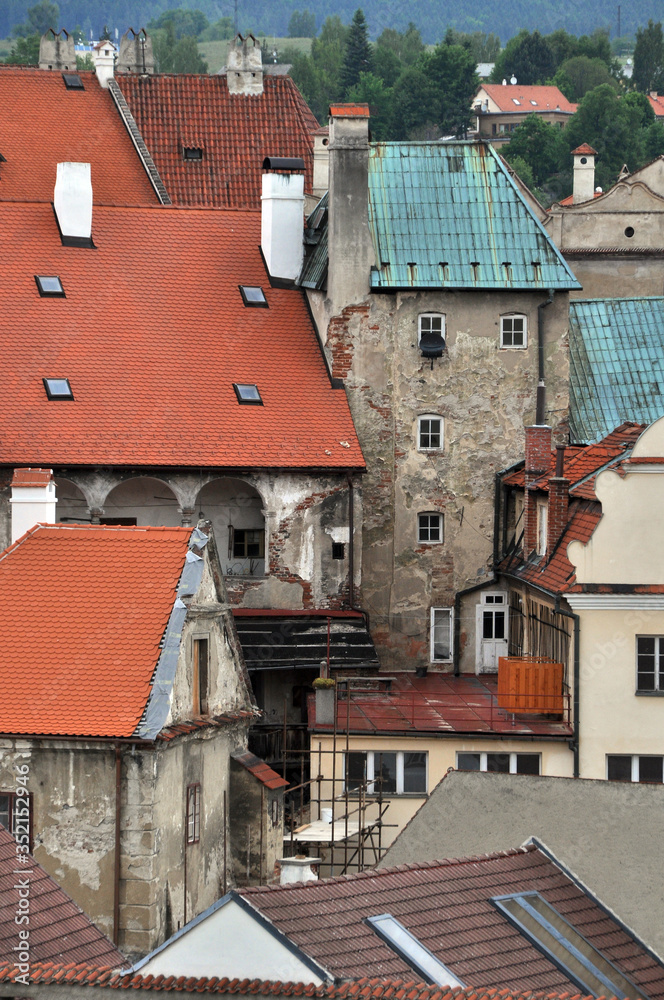 Ancient quarters of buildings of the historical part of Cesky Krumlov.