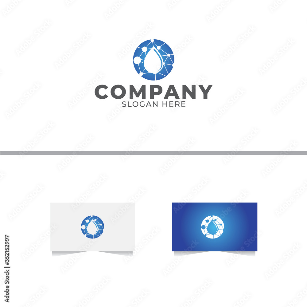 Fototapeta premium Water Drop Technology Logo Design Vector Template