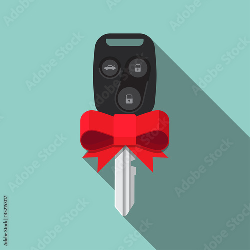 Gift car key concept vector flat design.