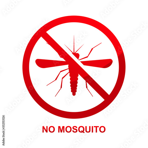No mosquito sign isolated on white background vector illustration.