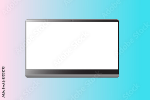 Mockup of a laptop with a white screen, vector illustration.