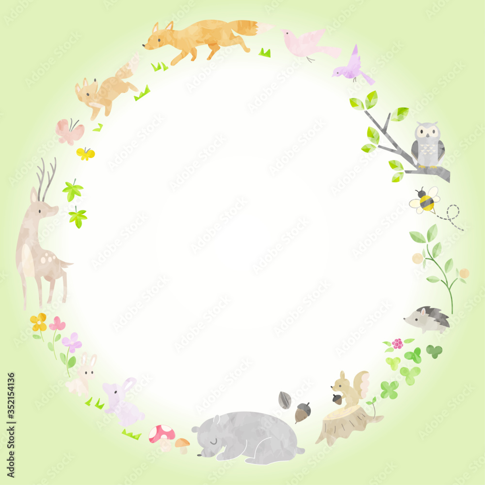 絵本風の森の動物のフレーム Stock Vector Adobe Stock