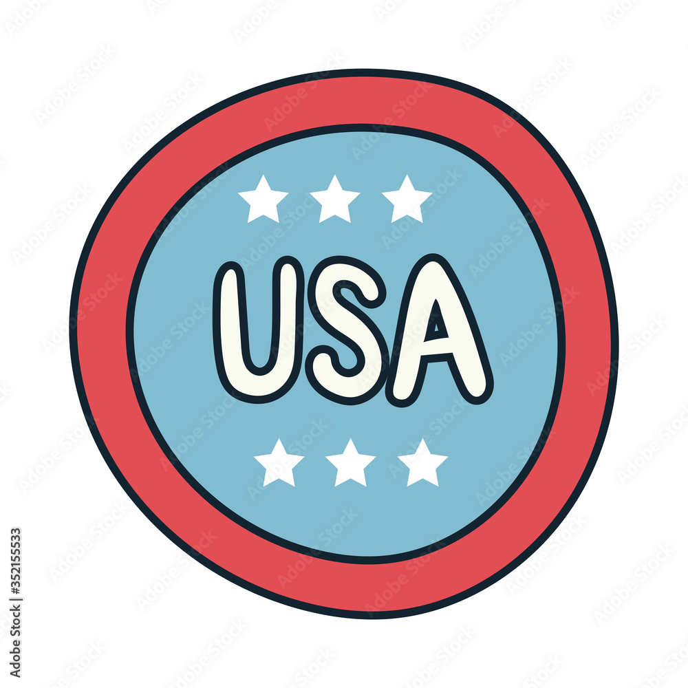 stamp with stars usa independence day line and fill style stamp with stars usa independence day line and fill style