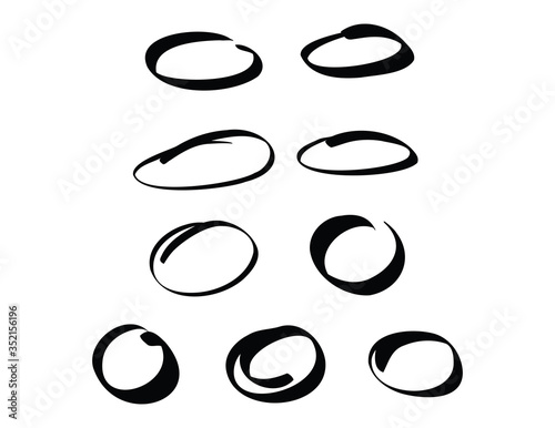 Set Of Black Hand Drawn Circles on White Background