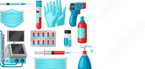 Background with medical equipment and protection.