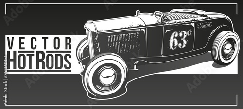 Abstract hot rod graphically, vector illustration.
