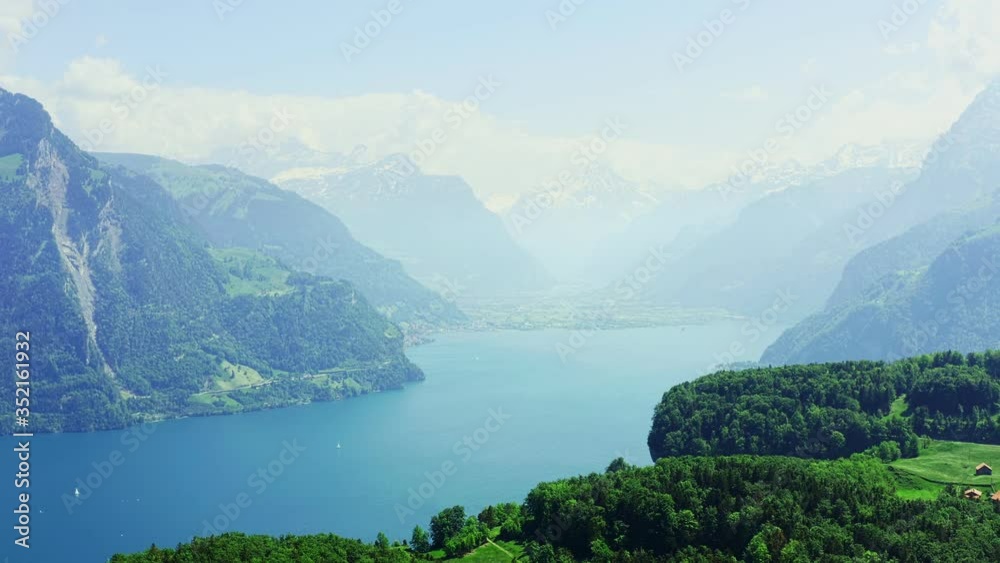 Epic landscape. Uri Rotstock is a mountain in the Uri Alps at an altitude of 2928 m.Panorama of the Swiss Alps. Canton Uri. Lake Lucerne. Cinematic drone video.