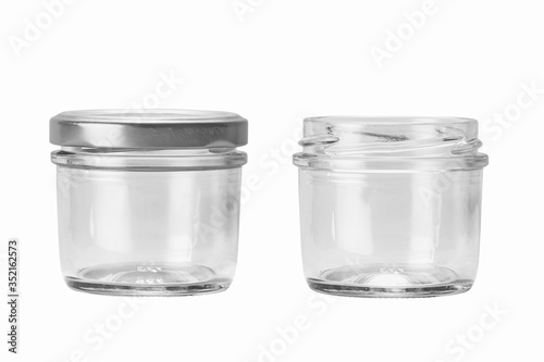 two glass jar isolated on white background