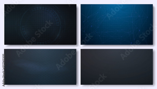 Grids for a virtual futuristic interface. These patterns are great for background texture or building blocks for an interface. Electronic grid for futuristic user system. ( HUD, GUI, VFX )