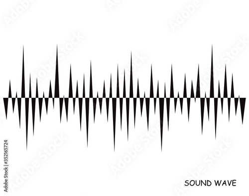 Black sound waves logo on white background. Modern music equalizer elements, audio symbols. Vector digital waveform technology