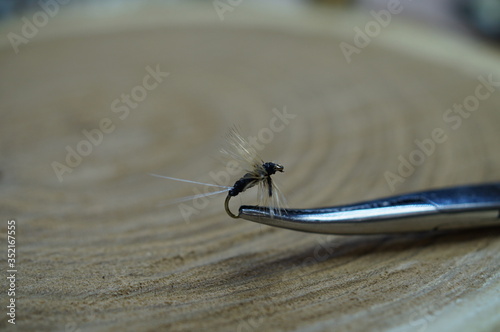 Fishing hooks used for mountain stream fishing photo