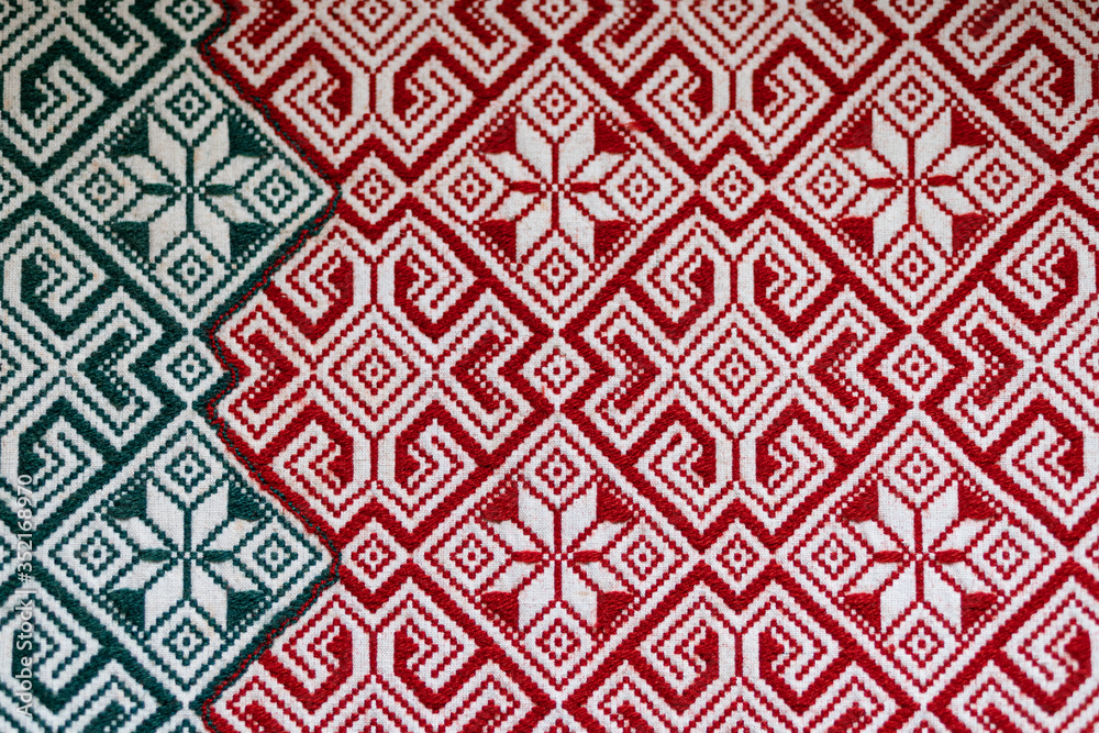 Green and red knit texture handmade seamless pattern.