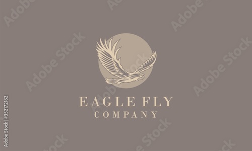 modern eagle fly with circle company logo design