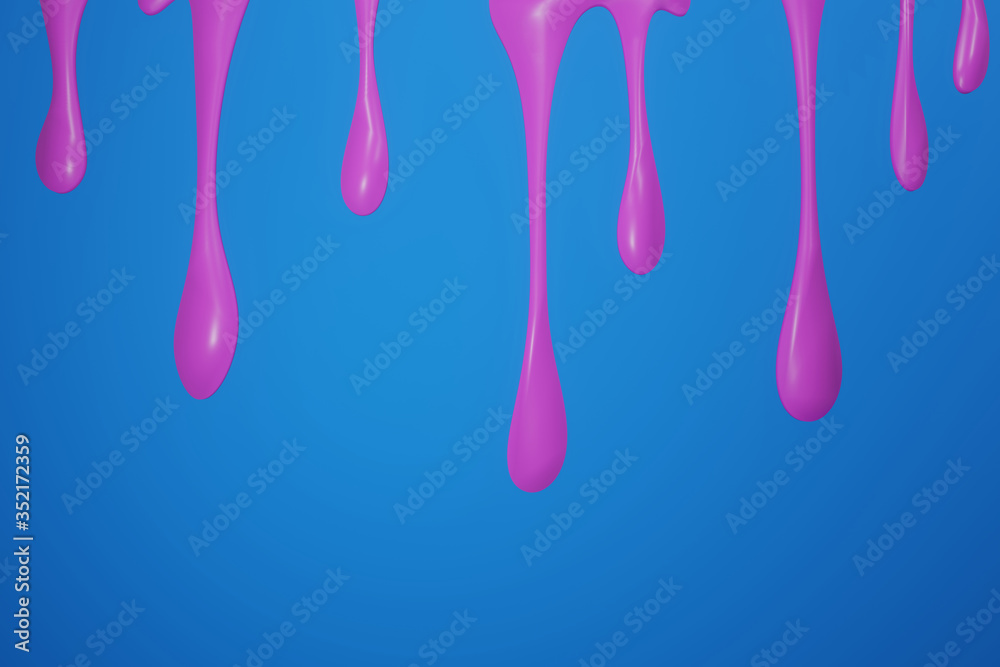 Pink paint color line is spilling along a blue house wall (3D Rendering) Pink paint color line is spilling along a blue house wall (3D Rendering)