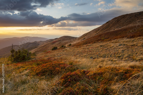 Fototapeta Naklejka Na Ścianę i Meble -  sunset in the bieszczady mountains