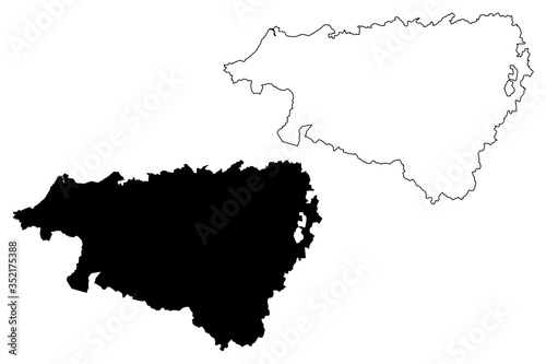 Pyrenees-Atlantiques Department (France, French Republic, Nouvelle-Aquitaine region) map vector illustration, scribble sketch Pirinio Atlantikoak map