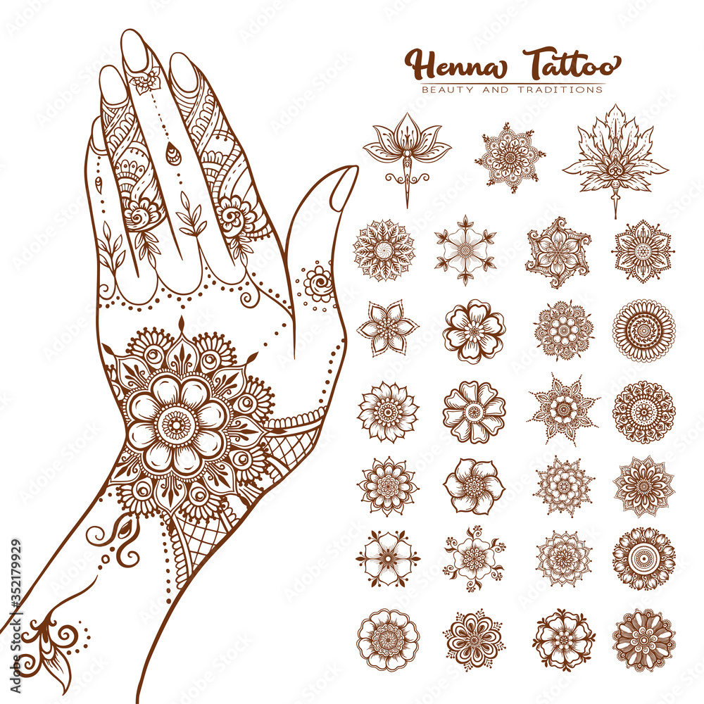 Apcute Mehendi Design Sticker Set of - 2 Piece | Henna Tattoo stencil for  Women, Girls and kids Easy to use in just 4 steps Premium Design Collection  | Design No - APCUTE-H13