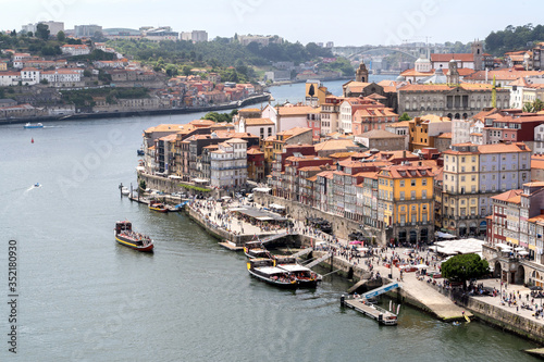 Porto  Portugal - 24 June 2019  Waterfront of river Douro in Porto  Portugal.