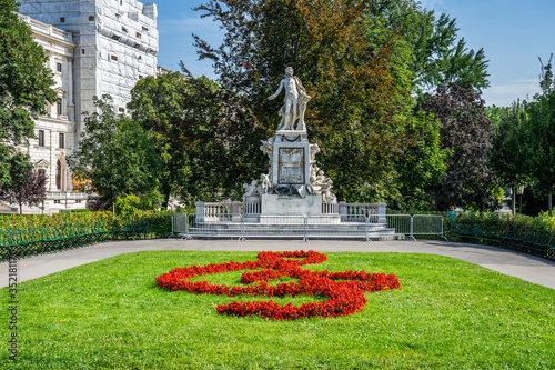 Photography Wolfgang Amadeus Mozart Statue in Vienna Wien, Austria.