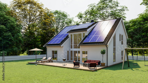 House with Solar Panel on roof