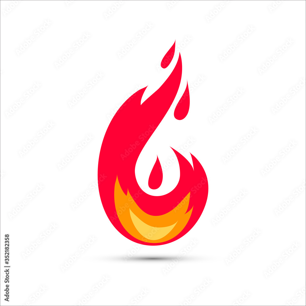 Vector flame icon. Simple illustration of red hot fire. Flat style. Vector flame icon. Simple illustration of red hot fire. Flat style.