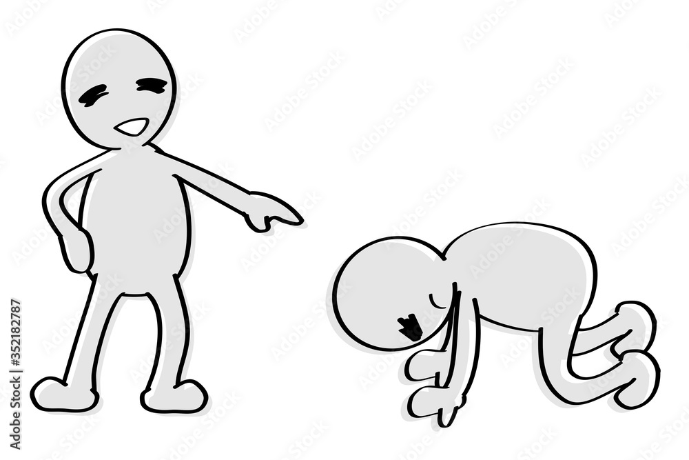 Fototapeta premium The winner laughs. The loser falls. A person who regrets.