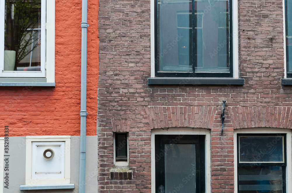 Windows on the buildings in Delft, Netherlands like texture and background.