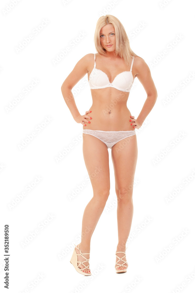 Sexy woman in white lingerie gorgeous figure. Sexy woman in white lingerie gorgeous figure.