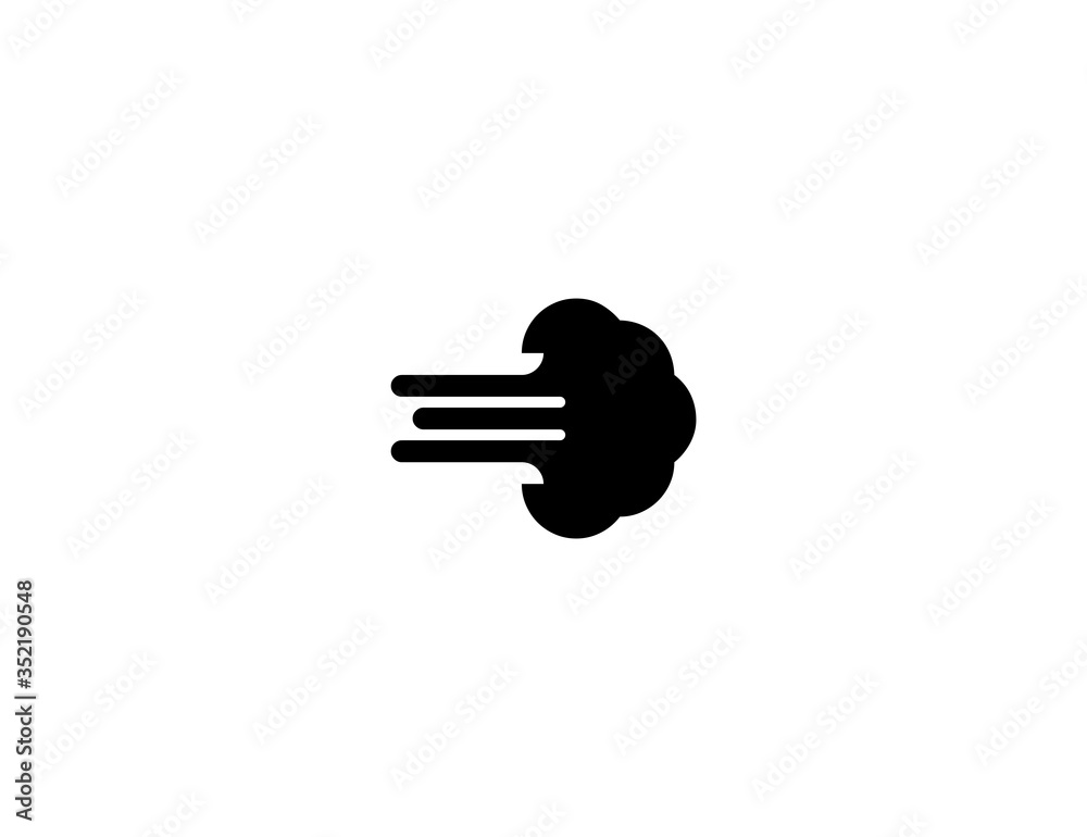 Fototapeta premium Dashing Away vector flat icon. Isolated blowing emoji illustration