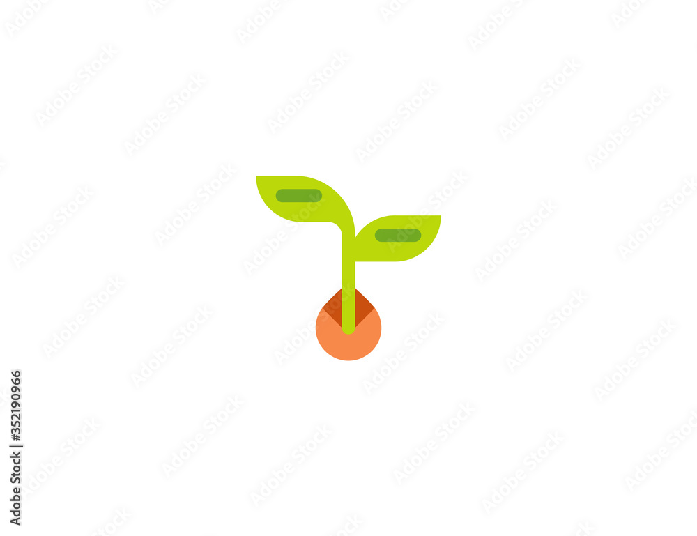 Seedling vector flat icon. Isolated sprout, sprout seeds emoji
