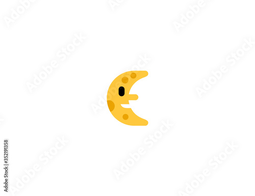 Moon face vector flat icon. Isolated crescent moon face cartoon emoji illustration 