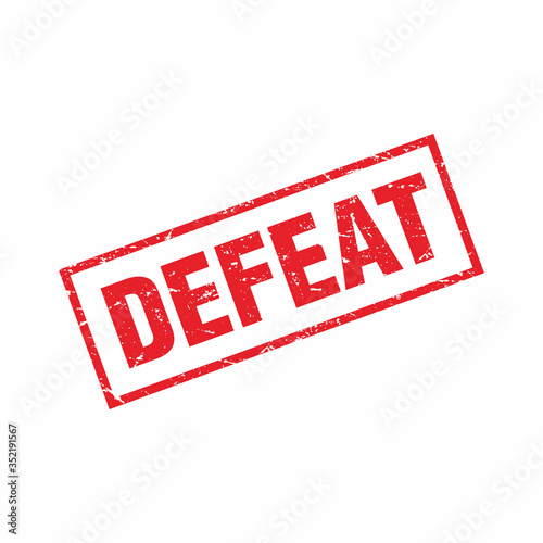 Abstract Red Grunge Defeat Rubber Stamp Sign Illustration Vector, Red Defeat Label Mark Template Design