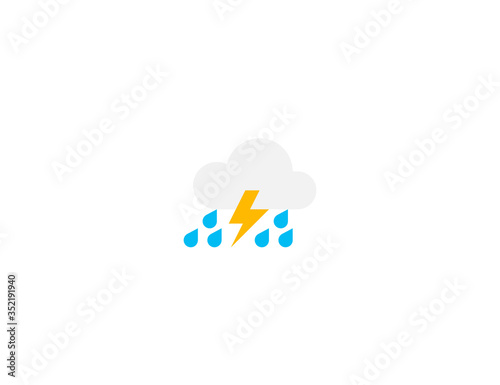 Cloud with Lightning and Rain vector flat icon. Isolated stormy weather emoji illustration 