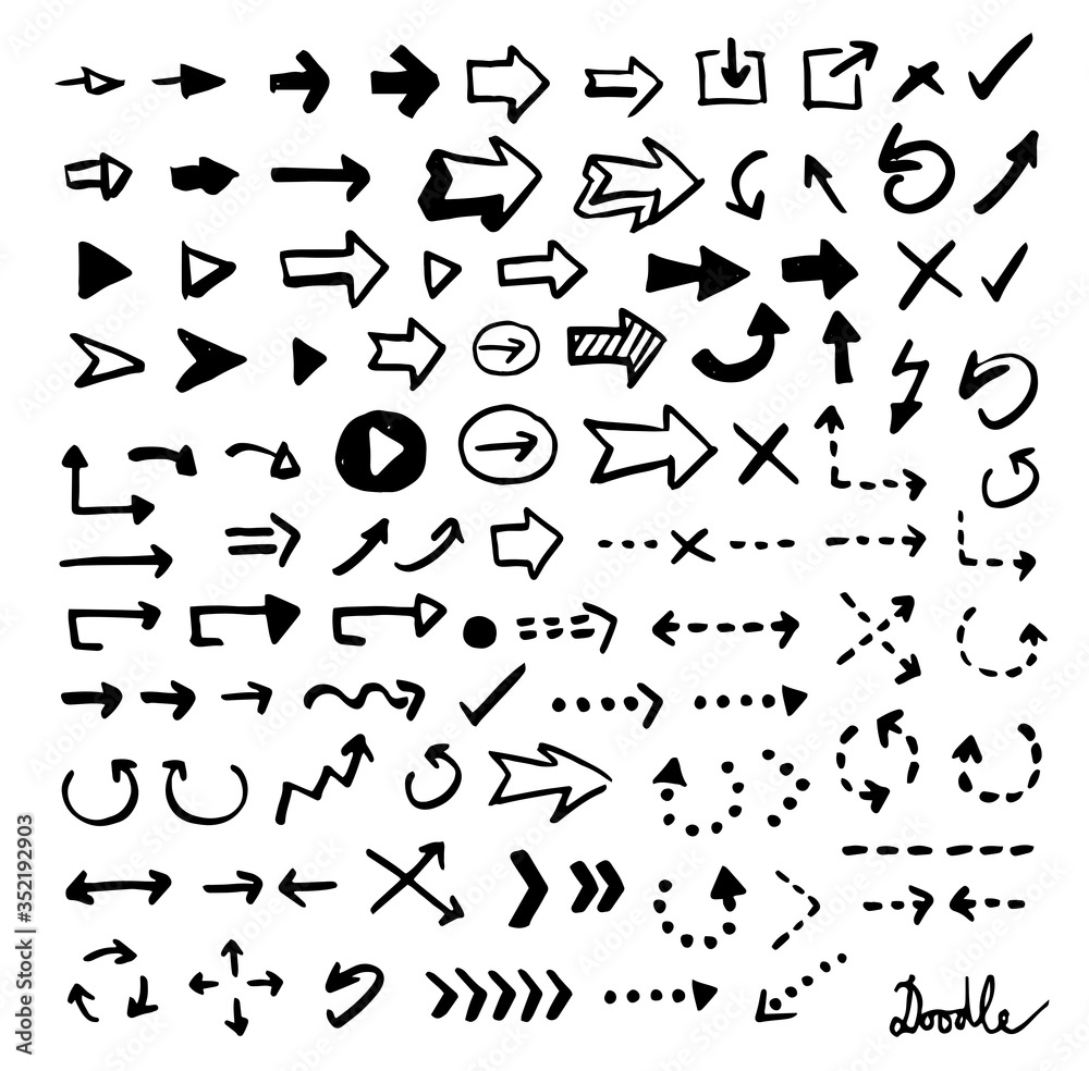 Hand Drawn Arrow Doodle Vector Set White Ground Hand Drawn Arrow Doodle Vector Set White Ground