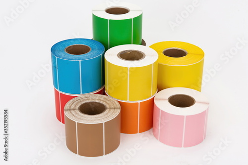 Various colors of thermal label printing paper put together
